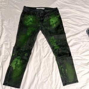 Y2K li Tem Jeans - Charcoal/Green Splash (Size 29)